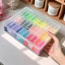 透明塑料收纳盒，可拆卸独立隔层设计，防潮防尘带盖，分类收纳盒，加厚材质，适合青少年、学生、珠子、手工DIY材料、桌面文具及配件收纳。 - 彩色 - 查看 1