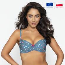 PariPari Blue Sky 2-In-1 Push-Up Bra & Bikini Top, Vibrant Floral Animal Print Multiway Straps Padded Lingerie - Blue - View 1