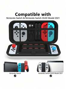 1个白色游戏机便携包，EVA拉链袋带卡槽，硬壳保护套，适用于Switch OLED - 查看 9