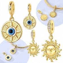 Original Nature-Style Charms, Sun Beads Pendants: Golden Chameleon, Luminous Whale Shark, Butterfly, Elephant, And Bear Charms Fit Bracelet, Necklace - Gold Or Silver - View 4
