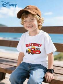 [Disney Licensing]A Short-Sleeved T-Shirt Suitable For Boys. The Front Features The Design Of Lightning McQueen From "Cars". It Is Perfect For Use As A Gift For Any Occasion. - trắng - Xem 2