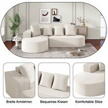 Fully Compressed Frameless Sofa, Modular Sofa (L-Shaped Chaise Lounges), Modern Cloud Sofa (Deep Seats), Compressed Foam Sofa (No Assembly Required) - White - View 6