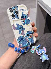 Disney Has Authorized, Phone Case - Chain Set, The Stitch Lilo & Stitch Phone Case Plus A Silicone 3D Or Fluffy Style Stitch Bracelet With Metallic Ring Removable Bracelet, Stitch And Angel Pattern, Compatible With Iphone 17/16/15/14/13/12/11/XS/XR/X Plus Pro Max, Wavy Design Phone Case For Girl, A Stylish Cartoon Summer Phone Case, The Perfect Gift Choice, Phone Protection, Durable Phone Cover, Great Gift For Friends And Family - 白色款式B - 查看 2