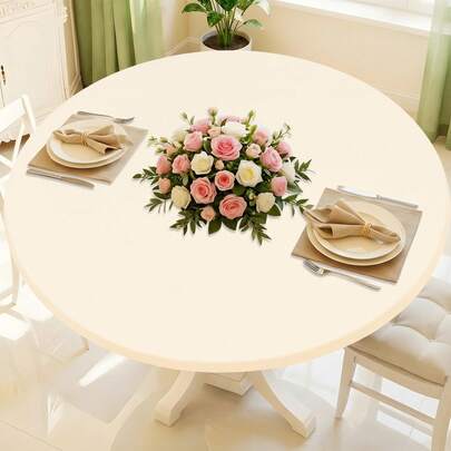 Milk Silk Elastic Table Cover, Outdoor Wedding, Party, Holiday Decor Round Elastic Tablecloth