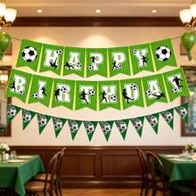 1 Set/2 Sets Football Theme Birthday Party Decorations, Football Birthday Party Banner, Sports Football Birthday Party Supplies - Multicolor - View 1