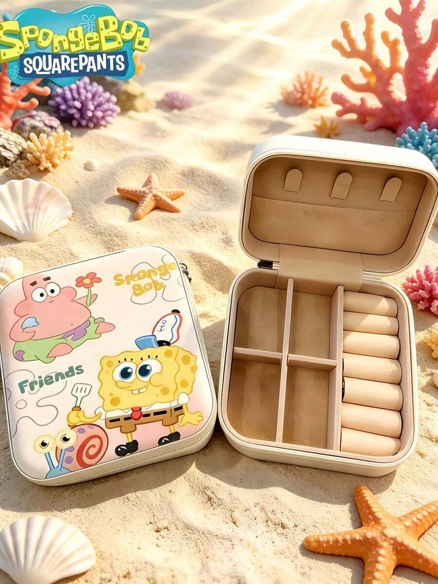 SpongeBob SquarePants Hộp đựng trang sức bằng da 4 ngăn chủ đề SquarePants, hình hoạt hình SquarePants dễ thương, kiểu dáng ngẫu nhiên, nhiều màu sắc, sang trọng, có khe đựng thẻ, chống oxy hóa, hộp đựng trang sức để bàn, hộp đựng trang sức trang điểm nhiều ngăn, hộp đựng đồ trong phòng tắm, hộp đựng đồ để bàn dạng ngăn kéo, hộp đựng đồ du lịch nhỏ gọn, có thể xếp chồng lên nhau, hộp trưng bày trang sức bông tai, vòng cổ, vòng tay, phụ kiện treo, hộp đựng đồ thiết yếu cho phụ nữ. - Nhiều màu - Xem 1