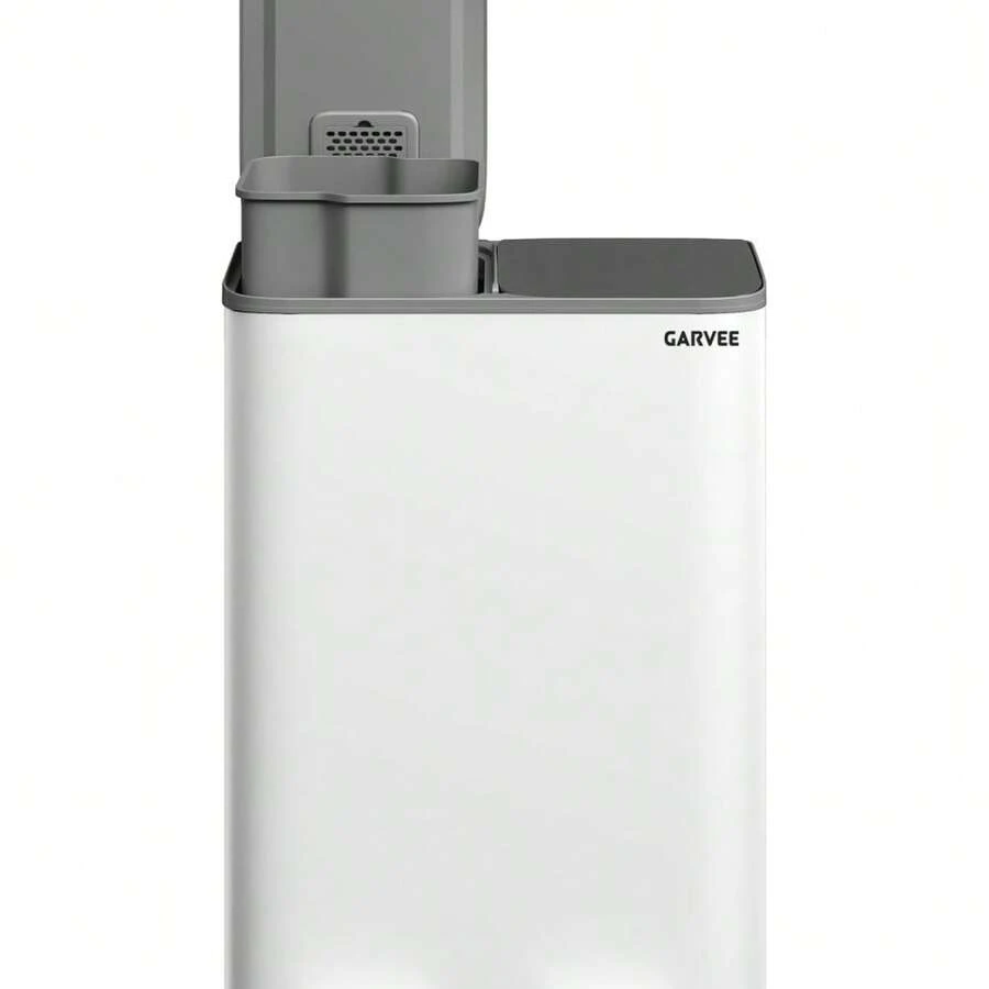 Papelera de cocina doble de acero inoxidable - Cubo de basura y reciclaje de doble compartimento de 16 galones con pedal - Tapa de cierre suave, cubos interiores de PP extraíbles, borde para bolsa - Gran capacidad - Color blanco grisáceo - gris - Ver 1