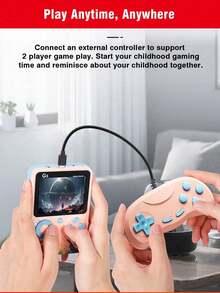 1pc Retro Handheld Game Console, Mini Nostalgic Rechargeable Cube With 500 Classic Games, 3-Inch Color Screen, Supports TV Connection, Dual Player, Vintage Colorful Design, Great Gift For Adults, Teens, Dorm, Birthday, Holiday, Husband, Boyfriend - View 8