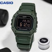 Đồng hồ kỹ thuật số Casio W-218H-3B màu xanh quân đội cổ điển hình vuông, chống nước 50M, có đèn LED, dành cho học sinh. - Một cỡ - Xem 2
