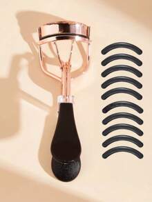 1 pezzo Arricciaciglia in oro rosa e nero, strumento pratico per la bellezza, il trucco e la cura delle ciglie, crea facilmente ciglie perfettamente arricciate in 5 secondi, arricciaciglia portatile adatto per viaggi, casa e uso commerciale, unisex - nero - Visualizzare 1