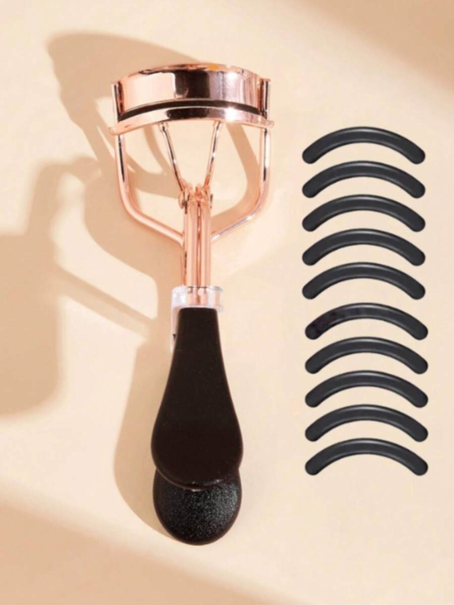 1 pezzo Arricciaciglia in oro rosa e nero, strumento pratico per la bellezza, il trucco e la cura delle ciglie, crea facilmente ciglie perfettamente arricciate in 5 secondi, arricciaciglia portatile adatto per viaggi, casa e uso commerciale, unisex - nero - Visualizzare 1