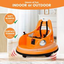 Coche de choque eléctrico de 12V para niños - Juguete montable con giro de 360°, 2 velocidades, control remoto para padres, música y luces LED, coche de choque  para edades de 1 a 5 años - Rojo - Naranja - Ver 2