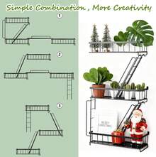 3-Tier Metal Wall Mounted Storage Rack With Multiple Combination Styles, Multifunctional Display & Organizer Rack, Suitable For Kitchen, Bathroom, Office, Bedroom And Storage Room. - Black - View 5