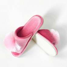 Pantuflas de dormitorio de terciopelo con flecos de piel sintética hechas a mano para mujer, suela de TPR antideslizante, elegantes y cómodas - Zapatillas de mujer - Ver 5