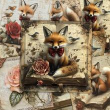 24pcs 6*6 Inch Vintage Countryside Fox & Floral Decorative Papers, Suitable For Scrapbooking, Origami, Handcraft Projects, DIY Paper, Scrapbook, Bullet Journal, Cards, Gift Wrapping, Home Decor - Square - View 3