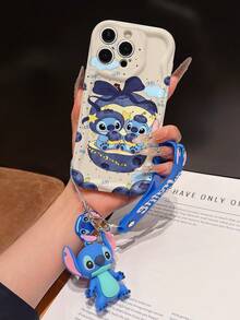 Disney Has Authorized, Phone Case - Chain Set, The Stitch Lilo & Stitch Phone Case Plus A Silicone 3D Or Fluffy Style Stitch Bracelet With Metallic Ring Removable Bracelet, Stitch And Angel Pattern, Compatible With Iphone 17/16/15/14/13/12/11/XS/XR/X Plus Pro Max, Wavy Design Phone Case For Girl, A Stylish Cartoon Summer Phone Case, The Perfect Gift Choice, Phone Protection, Durable Phone Cover, Great Gift For Friends And Family - Màu trắng kiểu A - Xem 6