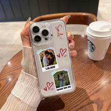 1pc Space Puff Customized Phone Case, Personalized DIY Design, Heart-Shaped Phone Case, Eternal And Fashionable. An Eternal Customized Phone Case. DIY Customized Phone Case Suitable For S25 Ultra/S25 Plus/S25/S24 Ultra, 11/11 Pro/11 Pro Max/12/12 Pro/12 Mini/12 Pro Max/13/13 Pro/1 Pro Max/13 Mini/14/14 Plus/14 Pro/14 Pro Max/15/15 Plus/15 Pro/15 Max/16/16 Plus/16 Pro/16 Pro Max 16E, Android Phones - Clear - View 4