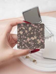 1pc Countryside British Style Floral Compact Makeup Mirror, Foldable, Lightweight, Portable, PU Leather, Suitable For Various Occasions, Travel, Gatherings, Work, School, Suitable For All Ages - MultiWarna - View 8