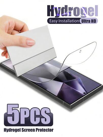 5片装高清保护膜，兼容三星S24FE/S23FE/S21FE/S20FE/S26 Ultra/S26 Plus/S26/S25 Edge/S25 Ultra/S25 Plus/S25/S24 Ultra/S24 Plus/S24/S23 Plus/S23/S22 Plus/S22/S21 Plus/S21/A90/A80/A72/A71/A56/A55/A54/A53/A36/A35/A34/A26/A25/A24/A17/A16/A15/A07/A06系列，超清材质，圆润光滑边缘，亲肤舒适，适用于多种场景，是送给朋友的理想生日礼物。