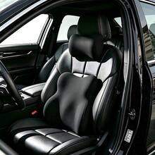 2-Piece Set Of Extra Large Thickened Car Lumbar Support And Headrest. Ergonomically Designed Car Seat Neck Pillow And Cushion With Memory Foam For Strong Support, Suitable For All Car Headrests And Lumbar Cushions - A/Black - View 11