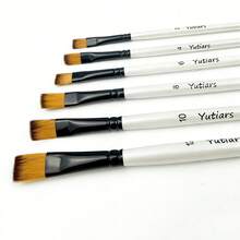 Yutiars 專業藝術家畫筆組 6/12/24/48支裝，高品質木柄與尼龍刷毛 - 包含圓頭、榛果形、平頭、斜角筆尖，適用於壓克力、水彩、油畫、手工藝 - 適合藝術家與愛好者 - 彩色 - 查看 23