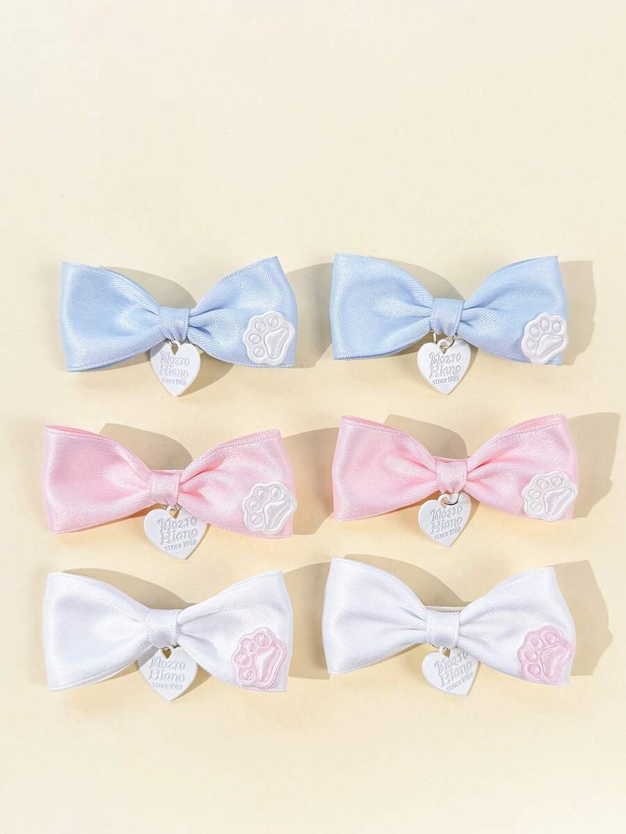 2pcs Women's Solid Color Heart & Bow Hair Clips,Festival,Party - Multicolor - View 1