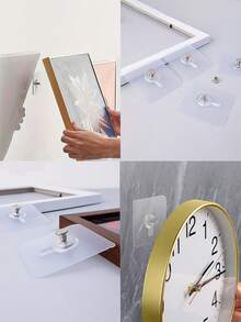 No Drill Strong Adhesive Hooks, Waterproof Modern Plastic Hooks, Invisible Hooks Suitable For Hanging Photos, Frames, Clocks, Applicable For Bedroom, Bathroom, Kitchen, Home Decor, Exhibition Decor, Birthday, Graduation, Bathroom Decor, Wall Decor - Multicolor - View 8