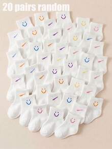 5/10/20 Pairs Soft Breathable Baby Round Neck Socks With Cute Face & Heart Pattern, Unisex Infant Toddler Casual Sports Socks, Minimalist Daily Style, Comfortable Elastic Non-Binding, Suitable For 0-36 Months Wear In Spring & Summer, Back To School, Baby Socks, Toddler Socks, Round Neck Socks, Socks, Heart Socks, Unisex Socks, Back To School Gift, Children Spring & Summer Essential - Multicolor - View 15