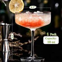 12/6/3/1 Pcs Acrylic Martini Glasses, 10oz Unbreakable Plastic Champagne Flutes, Ribbed Stemless Wine Glasses, Cocktail Glasses Set, Suitable For Weddings, Birthdays, Bars - Transparent - View 10
