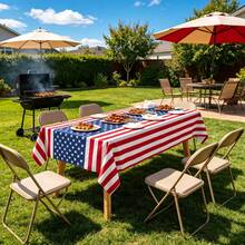 1/3 chiếc khăn trải bàn nhựa, khăn trải bàn hình chữ nhật dùng một lần, thiết kế cờ Mỹ, kích thước 54 x 108 inch, thích hợp cho Ngày Độc lập, tiệc nướng BBQ, dã ngoại, tiệc tùng và các dịp lễ hội khác nhau. - Nhiều màu - Xem 5