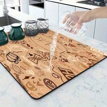 1 pieza Felpudo de cocina súper absorbente y de secado rápido con base antideslizante, apto para barra de café, mesa de comedor - Superficie de fácil limpieza y diseño de secado rápido, se adapta a cocinas modernas o tradicionales, accesorios de barra de café, decoración del hogar con estilo - Adicción al café - Ver 4