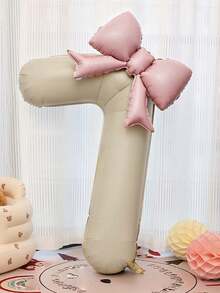 2 peças de balões de folha de número oversized de 40 polegadas em branco creme com laço rosa, adequados para decoração de festa de aniversário, celebração de aniversário, decoração de quarto, decoração de festa, decoração de casamento - Ver 6
