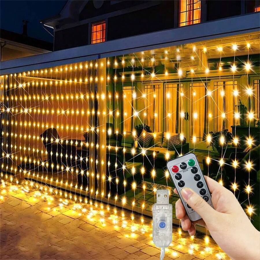 LED Classic Style Curtain Lights, USB Powered With Remote Control (Batteries Not Included), Multiple Lighting Modes, Suitable For Christmas, Halloween, Thanksgiving, New Year, Parties, Weddings, Gatherings, Backdrops