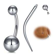 Khuyên rốn bằng titan có đầu thuôn, ren trong, dài 6mm 8mm 10mm 12mm 14mm 16mm, khuyên rốn tròn đính đá CZ dành cho nữ và nam. - A - Xem 38