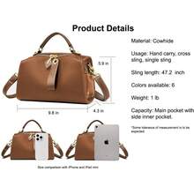 Umhängetaschen für Damen, Schultertaschen aus Kunstleder, Handtasche mit zwei Trageriemen, doppelt gerichteter Reißverschluss, mittelgroße Tasche mit Obergriff - Braun - Übersicht 6
