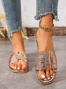 Sandal đế bằng nữ mùa hè mới 2026 - Vàng - Xem 4
