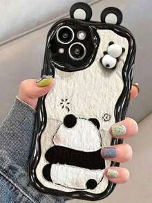 1个3D立体熊猫玩偶TPU手机壳，适用于 17/17AIR/17PRO/17PROMAX/16/16PROMAX/15promax/13 - 彩色 - 查看 2