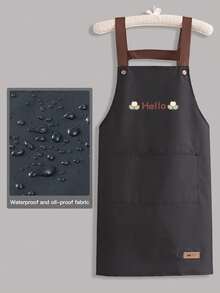 1pc/2pcs Solid Color Adjustable Strap Apron, Made Of PVC Material, Waterproof And Stain-Resistant, Durable And Lightweight, Easy To Wash, Featuring Large Capacity Dual Pocket Design. Perfect For Kitchen Cooking, Dumpling Making, Home Cleaning, Camping, Picnic, Seafood Processing And More - Multicolor - View 5