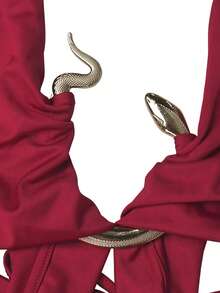 Women's Solid Color Sleeveless Sexy Backless Elegant Long Dress, Charming For Parties, Proms, Birthdays And Other Occasions Wedding Party - Burgundy - View 7