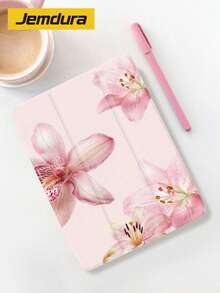 1pc Pink Hawaiian Hibiscus Flower Print Tablet Protective Case, Compatible With IPad 10.2 Inch, IPad Pro 2021/2020, IPad 9th/10th Gen, IPad (A16) 11 Inch 11th Gen 2025, Galaxy Tab A8 10.5 Inch 2022, Matepad 10.4/Tab, Anti-Drop, With Pencil Slot, Support Sleep/Wake - Multicolor - View 4