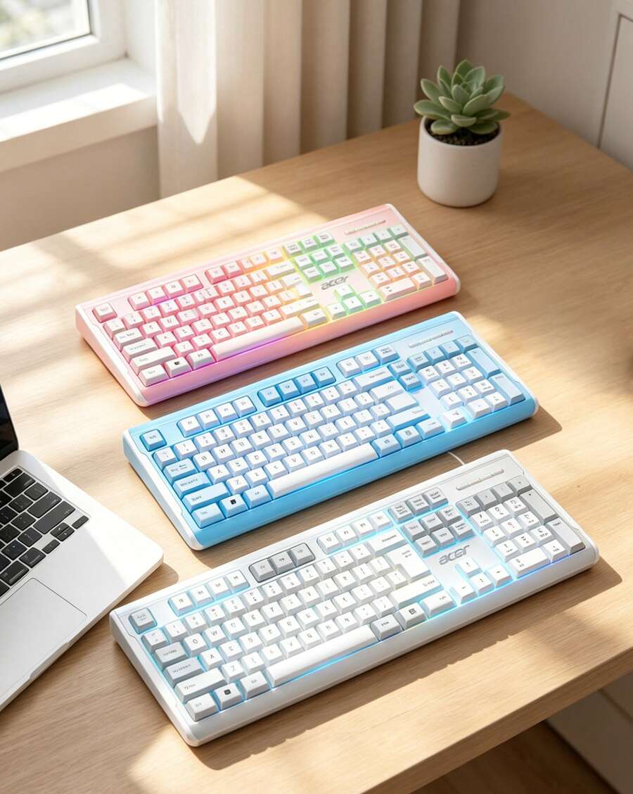 Acer OKB0A0 Quiet Membrane Keyboard: Mechanical Feel Membrane Keyboard With Backlighting And Quiet Key Design. Widely Compatible With Gaming, Office, Desktop, And Laptop Use. - View 1