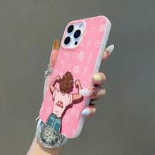 Mujer fuerte haciendo alarde de poder femenino sobre fondo rosafunda de teléfono Fundas compatibles con ,Apple,VIVO,OPPO,,, y Honor.Fabricadas en silicona TPU,ofrecen protección contra golpes y caídas. - Rosa - Ver 6