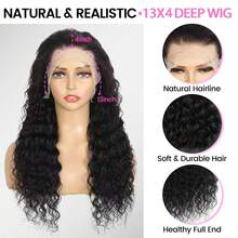 14-24inch Glueless Wigs Human Hair Pre Plucked Pre Cut 13*4Lace 180 Density ,Loose Straight Wigs, Deep Wave Wig,Body Wave Wigs, 4x4 Glueless Wigs ,100%Brazilian Human Hair, For Women Loose Wave Lace Front Wigs Human Hair,Suitable For Daily Wear, Mother's Day Gifts, And Holiday Parties. - Natural Black - 查看 4