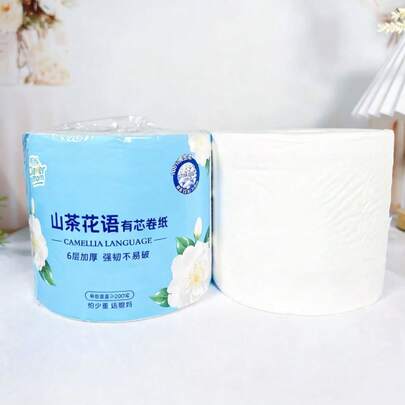 1 Roll Thick & Wide Toilet Paper, White Tissue Paper, 6-Ply, Single Sheet Size 12cm X 10cm, Suitable For Home, Hotel, Car, Office, Wedding, Travel, Business
