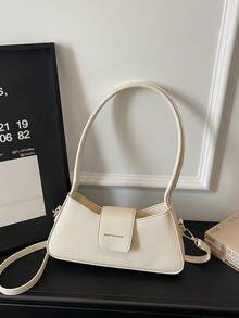2026 New Cream White Litchi Grain Underarm Bag, Minimalist Elegant One Shoulder Crossbody Bag, Versatile For Spring/Summer, Commute, Daily, Date, Work - White - View 6