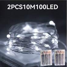 1条5米50LED/10米100LED串灯,电池供电,暖白/白/彩色,最适合花园/庭院/树木/房间装饰(不含电池) - 彩色 - 查看 26