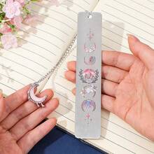 Romantic ACOTAR Mountain Moon Theme Stainless Steel Bookmark With Chain And Crescent Pendant, Colorful Mysterious Starry Sky Bookmark, Suitable For Book Lovers, Novel And Astrology Enthusiasts, Best Friend Gifts, Birthday Souvenirs, Graduation Gifts - One Size Fits All - View 15
