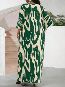 Lady Vestido holgado con estampado floral, cuello con muesca, para vacaciones de verano, talla grande - Multicolor 14 - Ver 2