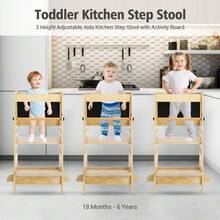 Conjunto versátil de muebles para niños – Taburete de cocina ajustable con barandilla de  – 3 niveles de altura, antideslizante, soporta hasta 150 libras – Ideal para cocina y baño - Naranja - Ver 4