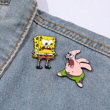 SpongeBob SquarePants Bộ 1/2 ghim cài áo hình nhân vật hoạt hình, ghim cài men sáng tạo, phụ kiện trang sức, huy hiệu kim loại, quà tặng. - Một kích thước - Xem 5